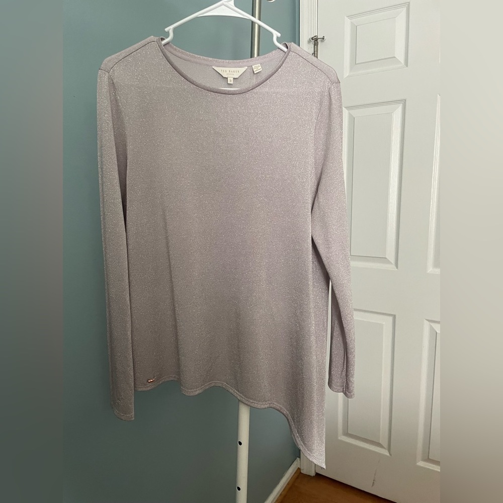 Ted baker. Thin sweater with slight sparkle. Pale pink in color.